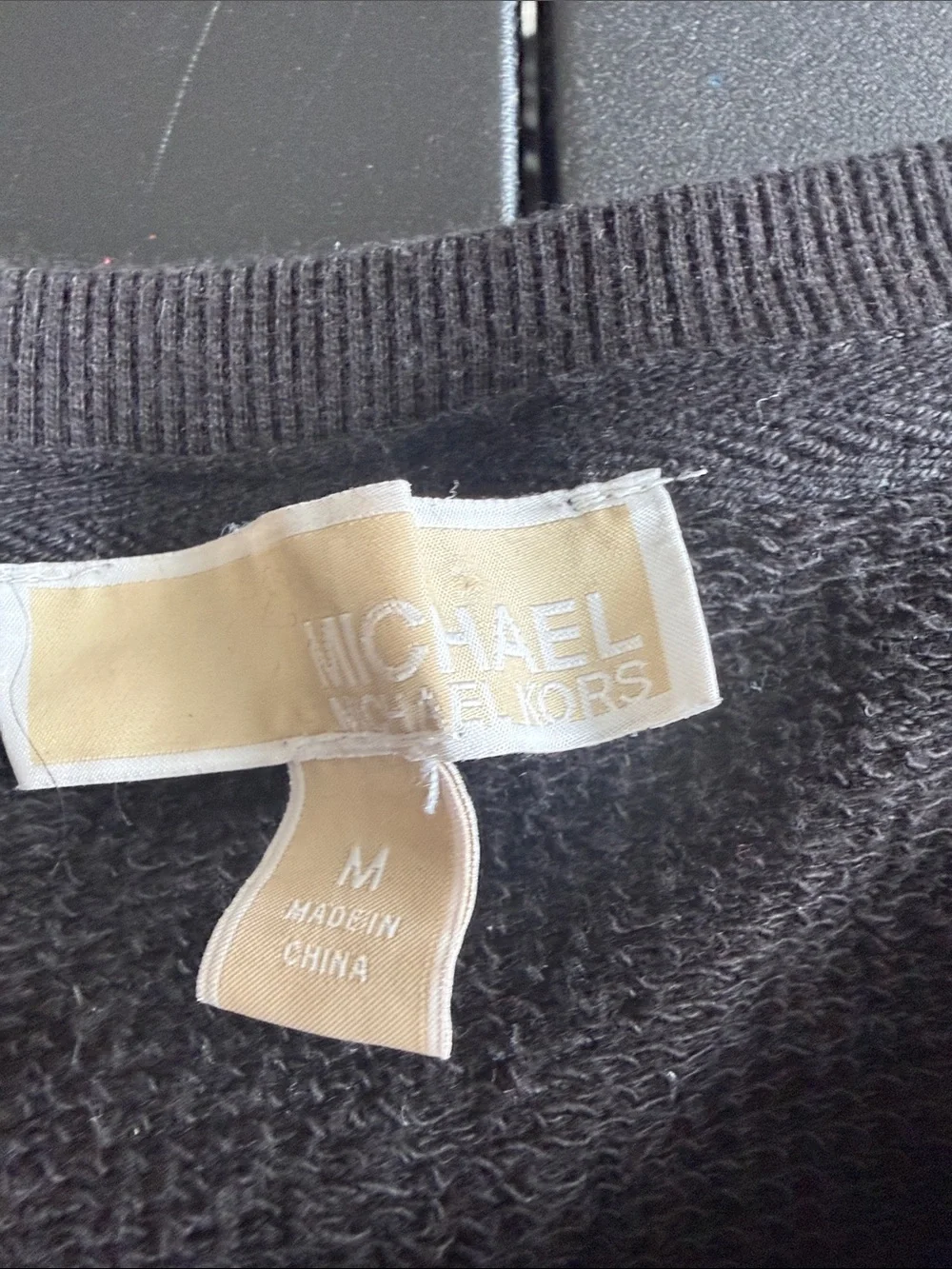 Michael Kors Black Tee with Gold MK Emblem